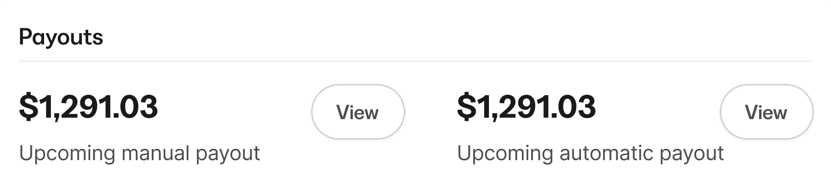 Upcoming manual and automatic payout cards
