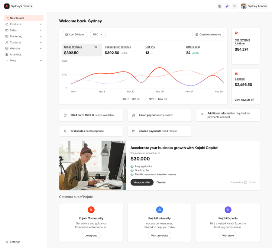 Kajabi Capital dashboard entry point