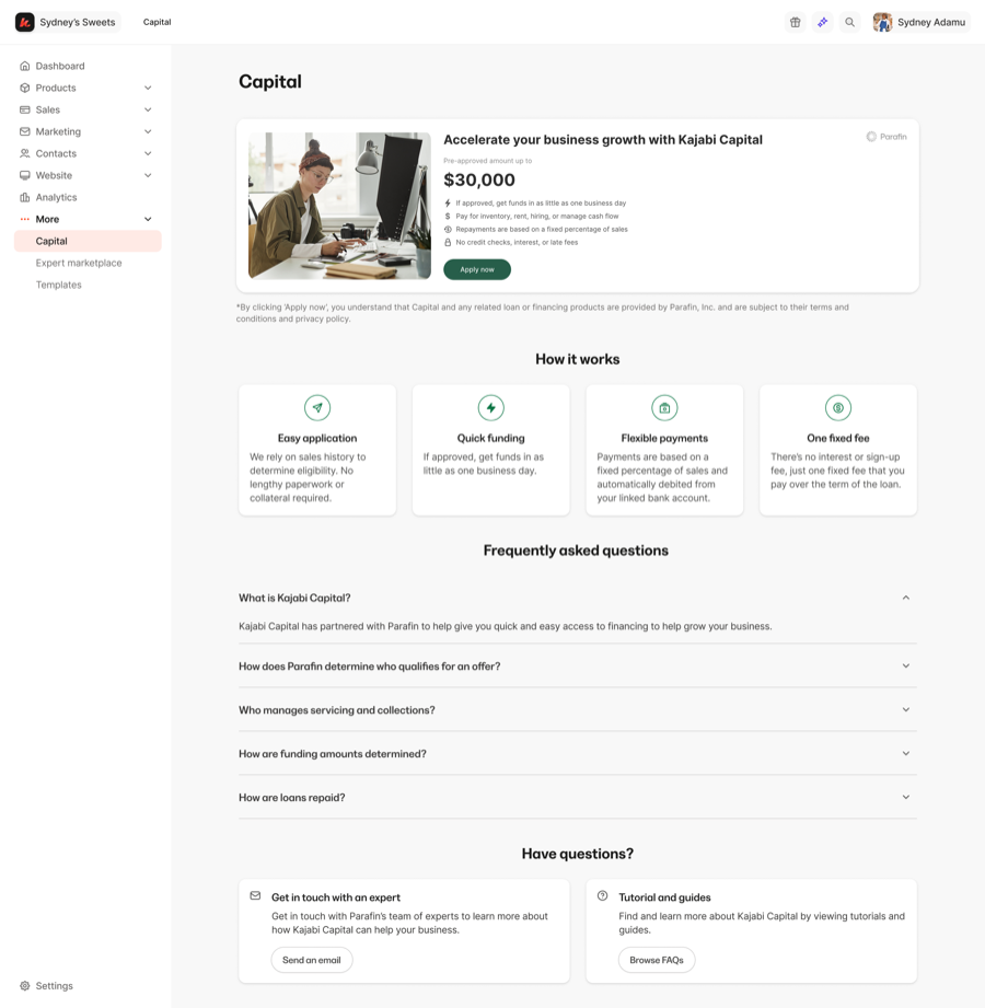 Kajabi Capital marketing page