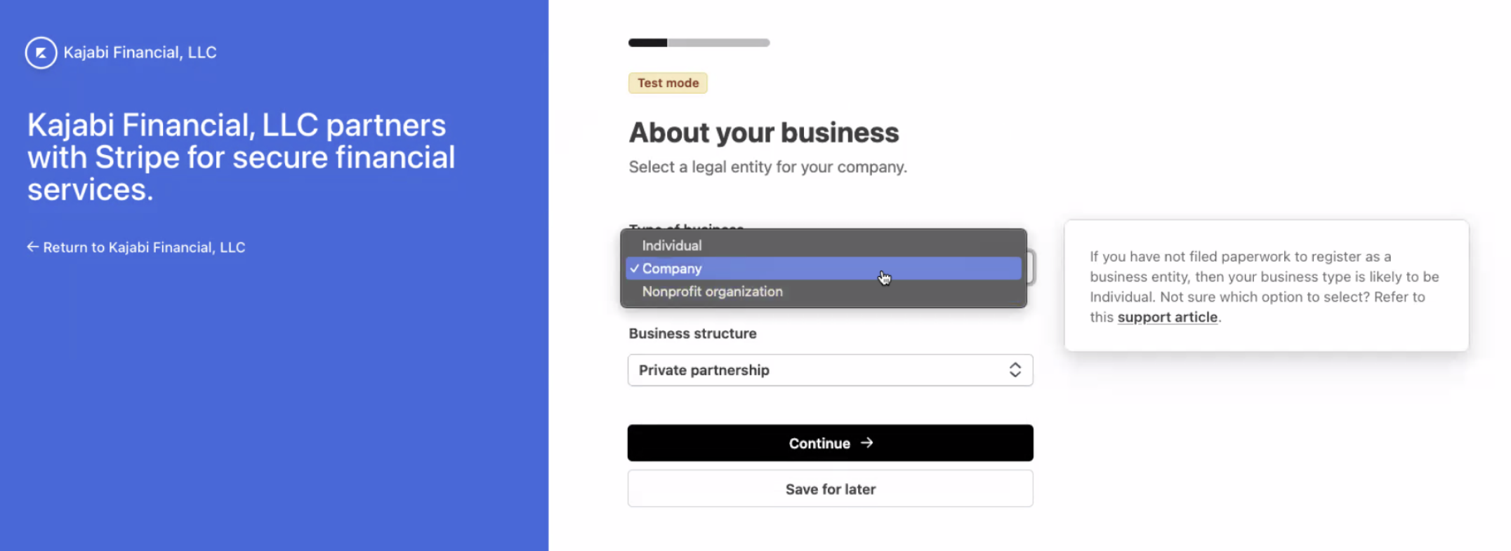 Kajabi versus Stripe business type comparison