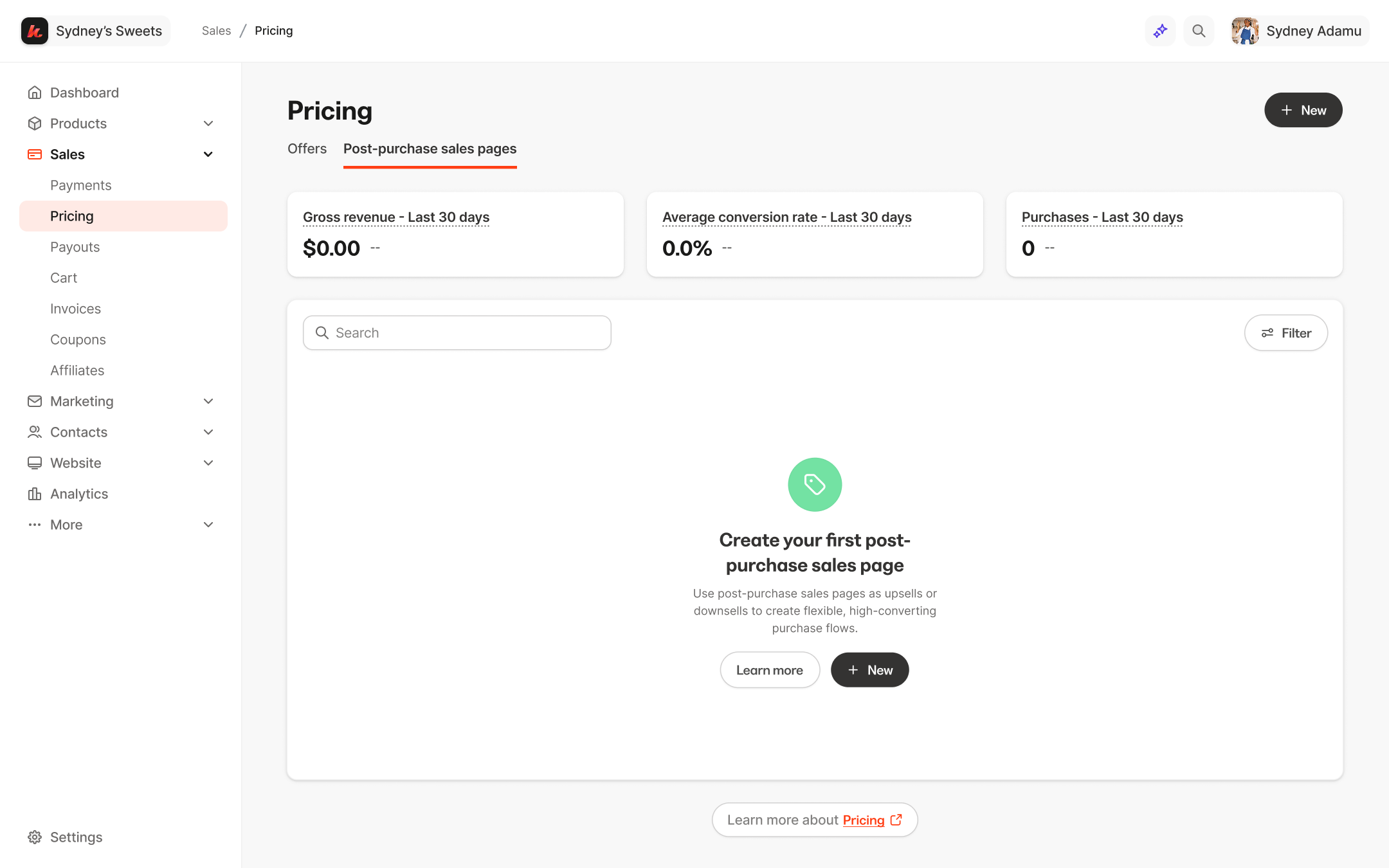 Naming direction: Post-purchase sales pages