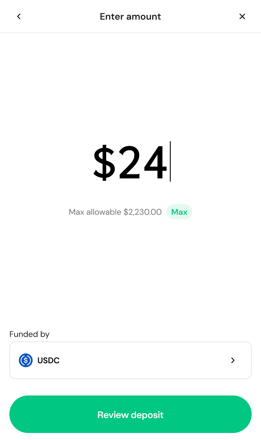 New enter amount screen focused on a single amount
