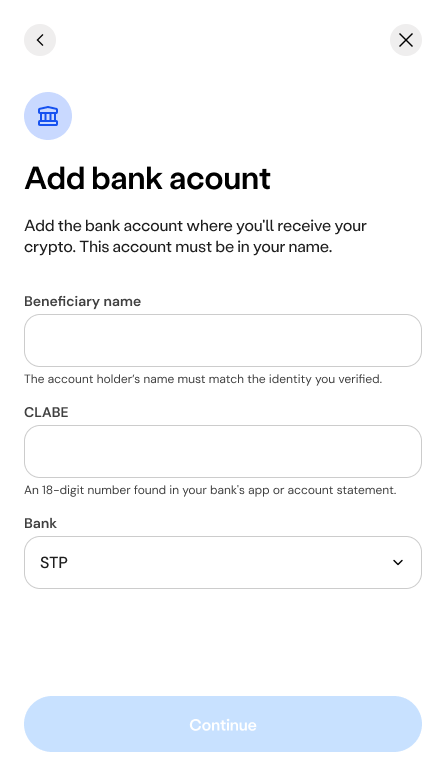Add bank account